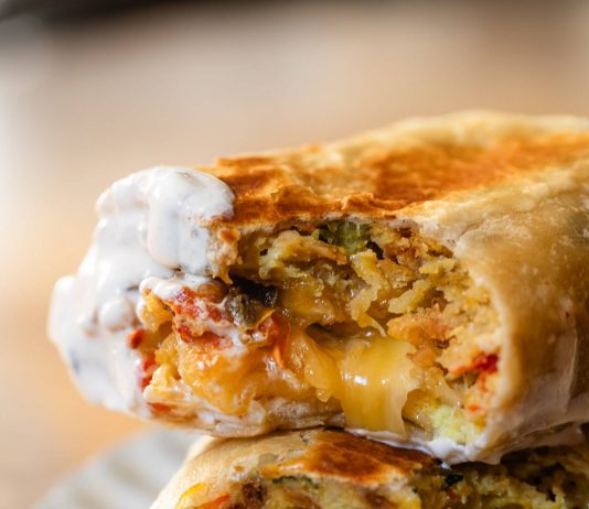 Sheet Pan Breakfast Burritos with Creamy Chipotle Sauce