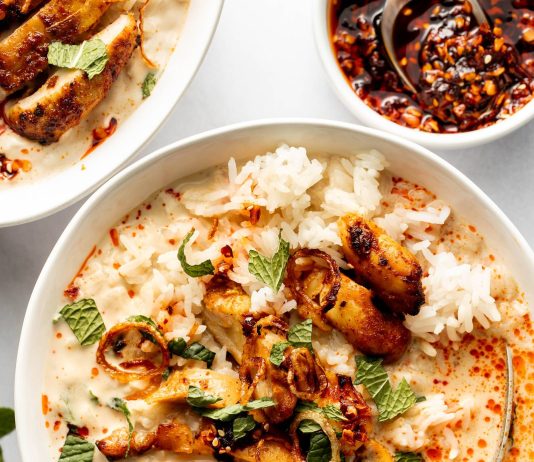Lemongrass Broth Bowls with Yellow Curry Chicken